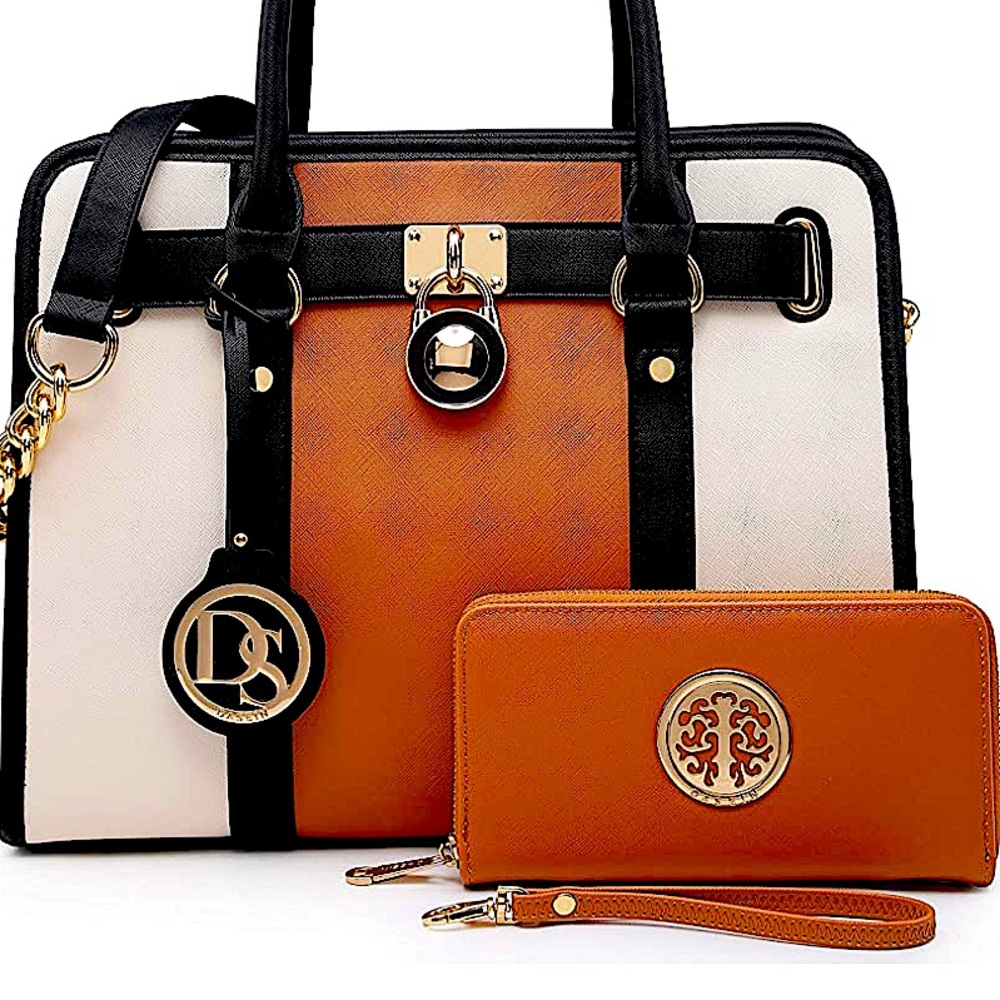 Women Handbags Purses Two Tone Satchel Bags Top Handle Shoulder Bags